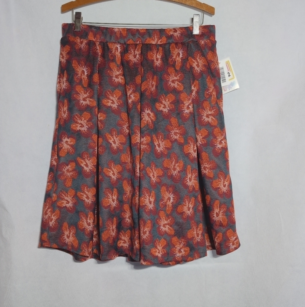 LuLaRoe Madison A-Line Skirt - Red and Gray Floral NWT